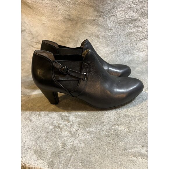 Aetrex Black Women’s Size 11 Leather Heeled Bootie Boots Classic Witchy - Picture 5 of 11